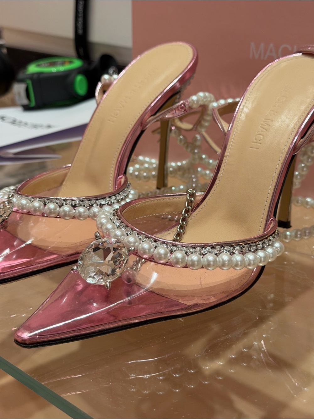 MACH & MACH Diamond of Elizabeth pink Pearl & Crystal PVC size 36 - Picture 5 of 8